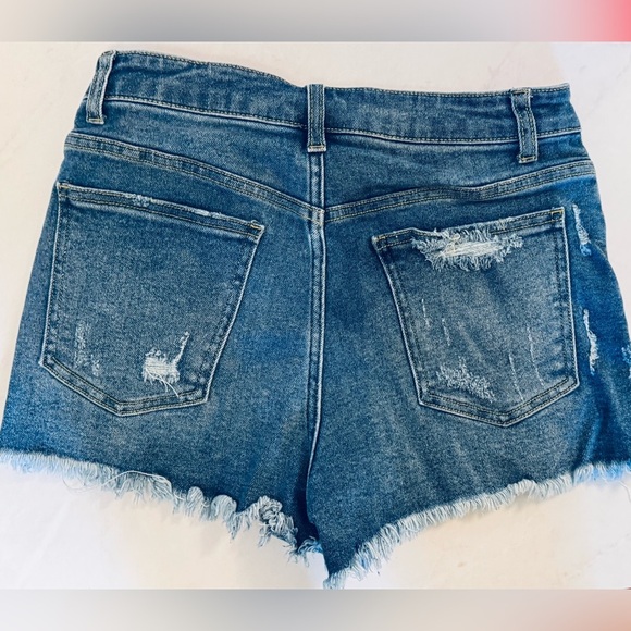 Harper Heritage Denim Blue Distressed Women Shorts - Picture 3 of 8